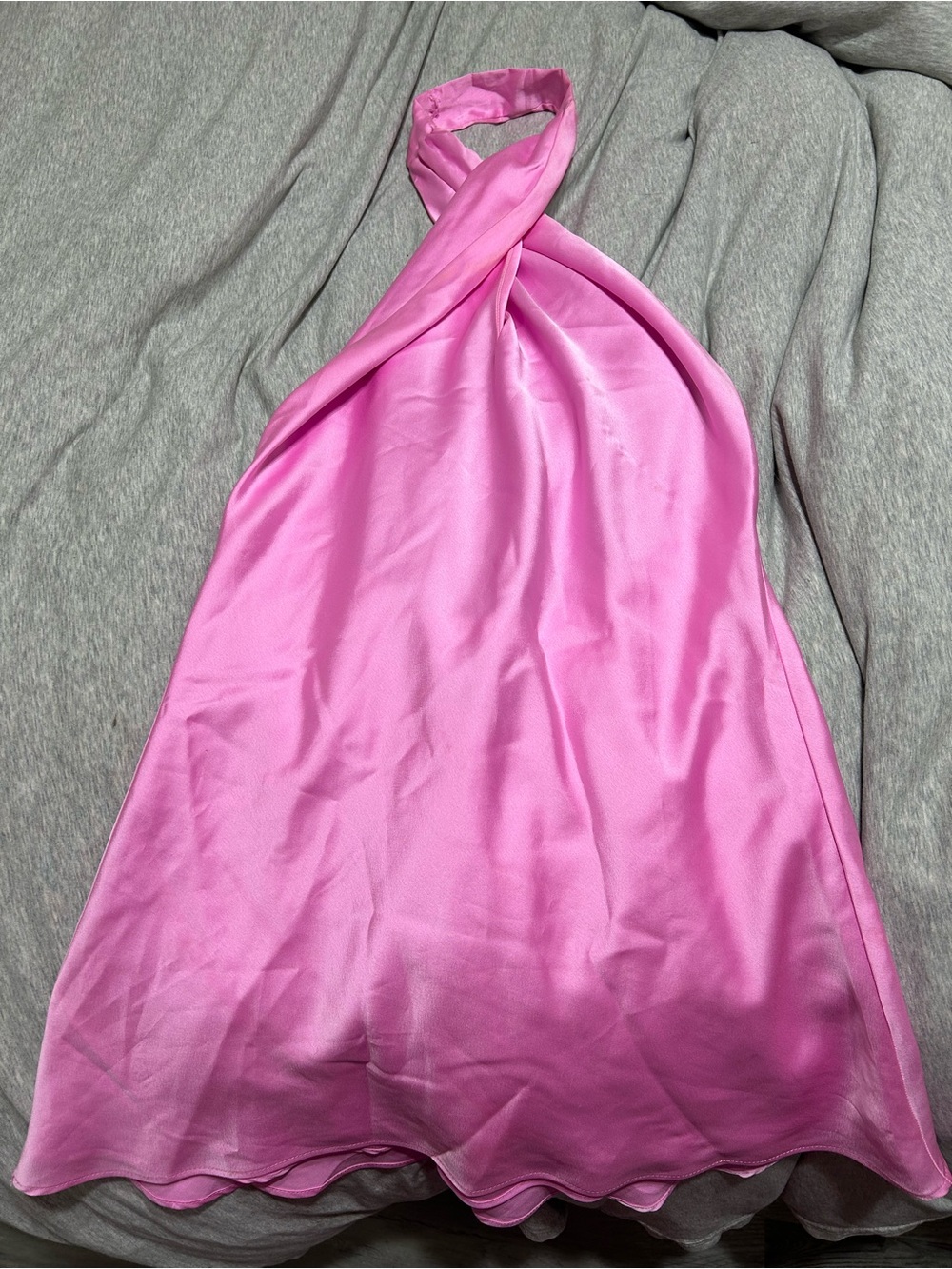 Pink Halter Satin Mini Dress - Picture 4 of 6